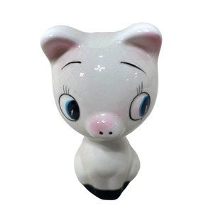 Vintage Orphan Piggy Salt Shaker 4" Porcelain Ceramic Bashful Cute